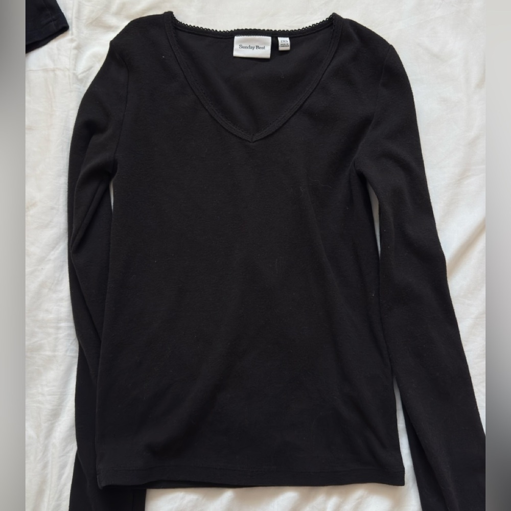 Sunday Best Black Long Sleeve V-Neck Top